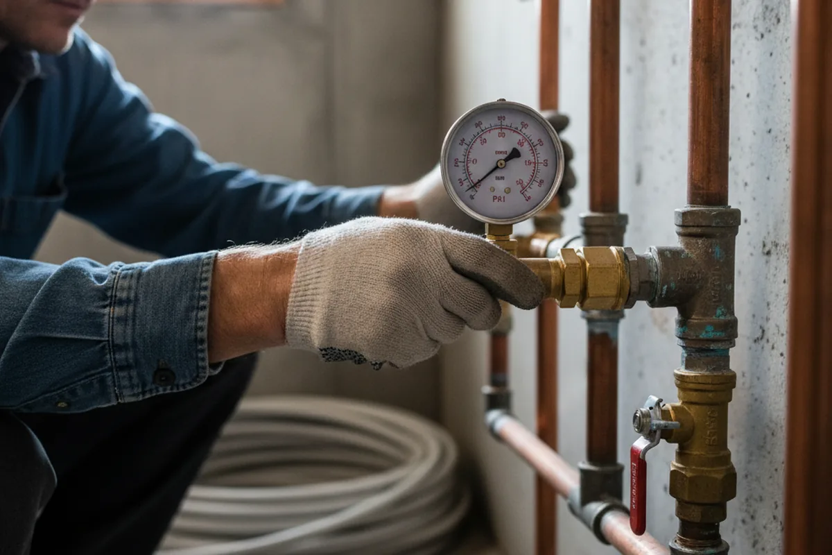 Pressure testing a repaired line during Water Line Repair in Long Lake